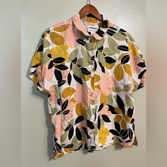 Rachel Zoe Womens Boxy Floral Button-Up Shirt Boho Multicolor Size XL - Picture 1 of 9